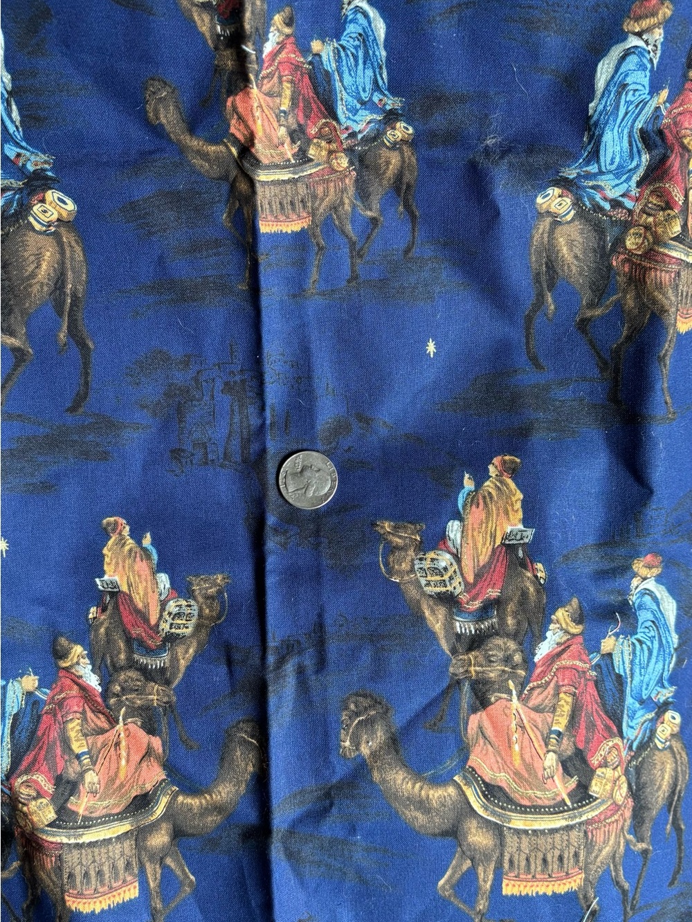 Three Wise Men Nativity Cotton Fabric 36”x44” Rare Find New